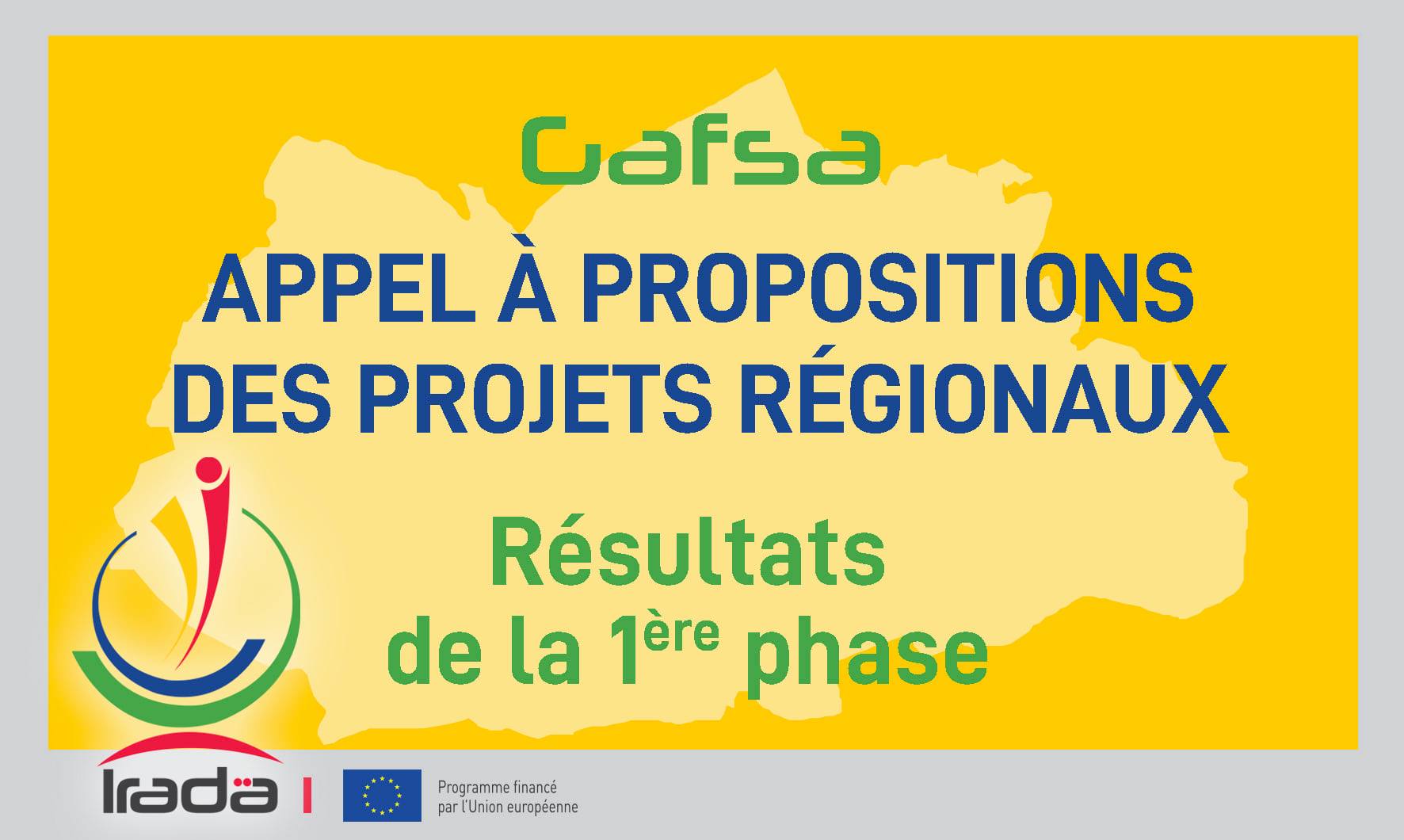 Résultats de la 1ère phase de l’Appel à Propositions Projets Régionaux IRADA  -   Gouvernorat de Gafsa