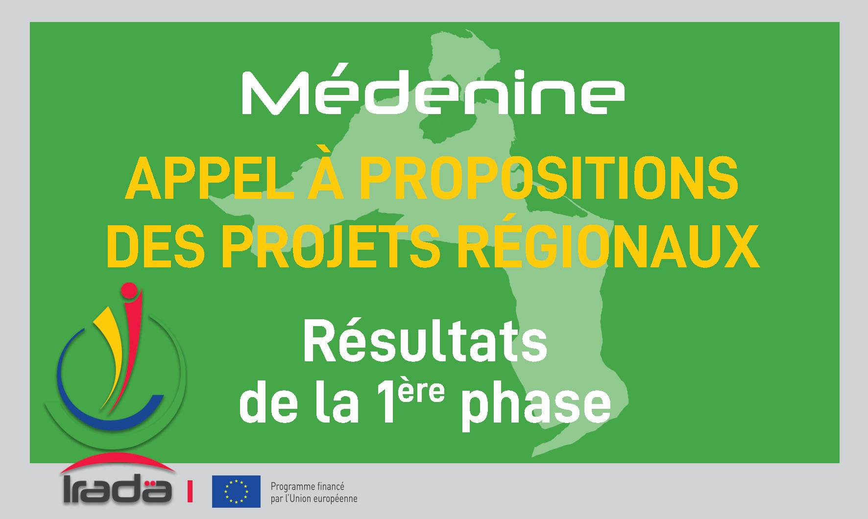 Résultats de la 1ère phase de l’Appel à Propositions Projets Régionaux IRADA --- Gouvernorat de Médenine