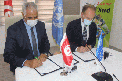 Signature d'un Protocole d'Accord entre le Programme des Nations Unies pour le développement en Tunisie et l'Office de Développement du Sud Mardi 22 septembre 2020